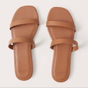Abercrombie Double Strap Slide Sandals in Brown